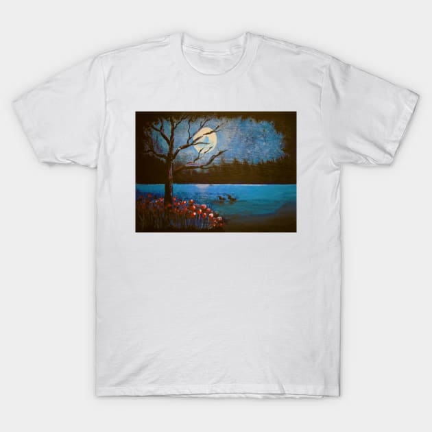 Moonlight night T-Shirt by Allison Prior Art